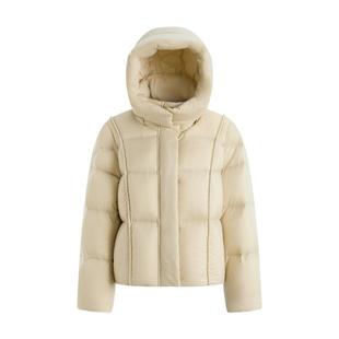 BINJORA冰洁95绒大廓形女款厚泡芙羽绒服女短款可脱卸帽羽绒外套
