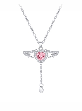 丘比特之心纯银项链轻奢天使吊坠