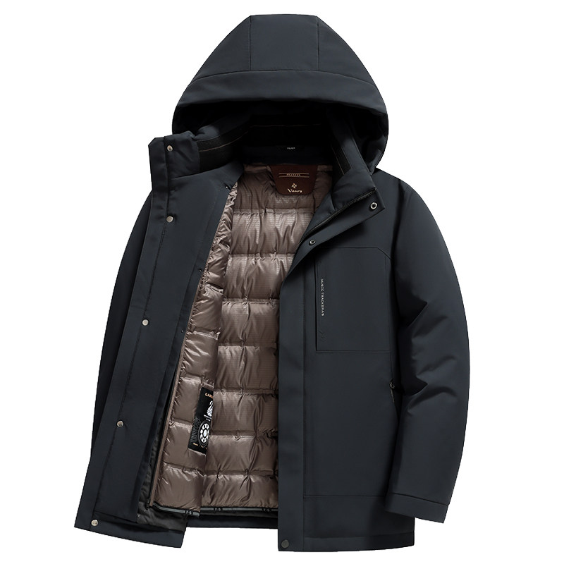 雪中飞羽绒服男款冬季鹅绒派克带帽外套可拆内胆商务防寒冬装上衣