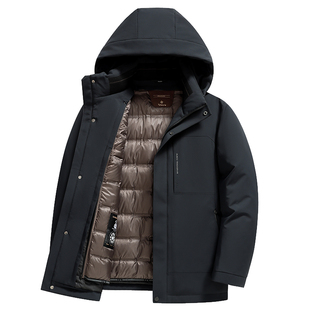 雪中飞羽绒服男款冬季鹅绒派克带帽外套可拆内胆商务防寒冬装上衣