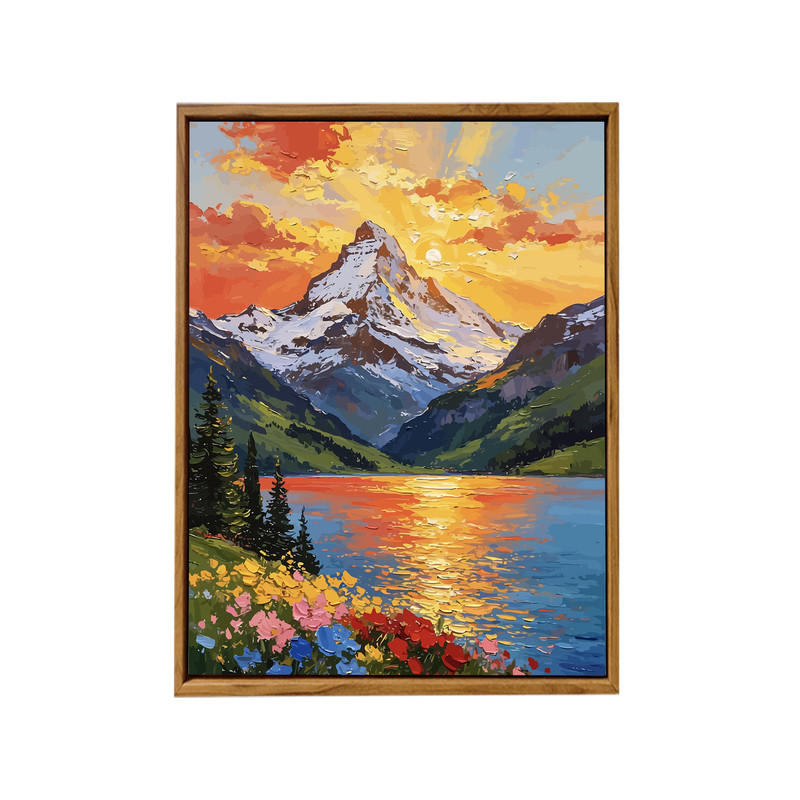 日落金山DIY数字油画高级感风景