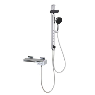 德希顿6102简易淋浴花洒套装家用增压瀑布浴缸龙头升降杆腰喷头铜