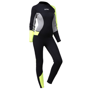 潜水服女连体加厚3MM保暖防晒浮潜冲浪水母衣冬泳衣防寒长袖长裤