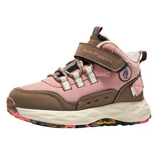 暇步士女童鞋加绒冬季二棉皮面儿童中大童高帮保暖软底休闲运动鞋