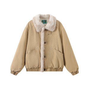 江南先生旗舰店江南先生NewJNXS"马上有"新年分割肌理感工装座山雕毛领拼接棉服