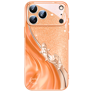 冰晶好运鲤适用苹果17pro手机壳新款iPhone17promax星宇橙16pro带挂绳防摔15轻奢玻璃14镜头全包13防摔套1女