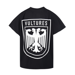 KANYE GOSHA侃爷周边YEEZY双头秃鹫Vultures男女宽松坎肩短袖T恤