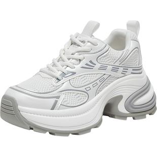 百思图夏季新款时尚潮流街头百搭老爹鞋厚底增高女休闲鞋L0804BM5