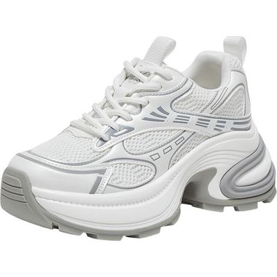 百思图2025夏季新款潮酷网面透气老爹鞋厚底增高女休闲鞋L0804BM5