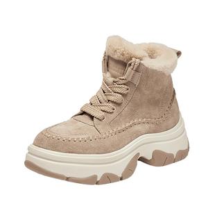 思加图冬季复古雪地靴保暖短靴厚底增高时装靴女Y9122DD5