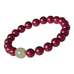 朱砂手串女男红色水晶玛瑙翡翠玉石散珠和田玉手链新年情人节礼物