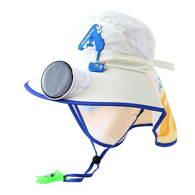 太阳能风扇儿童防晒帽子女童夏季防紫外线空顶帽宝宝遮阳2026新款
