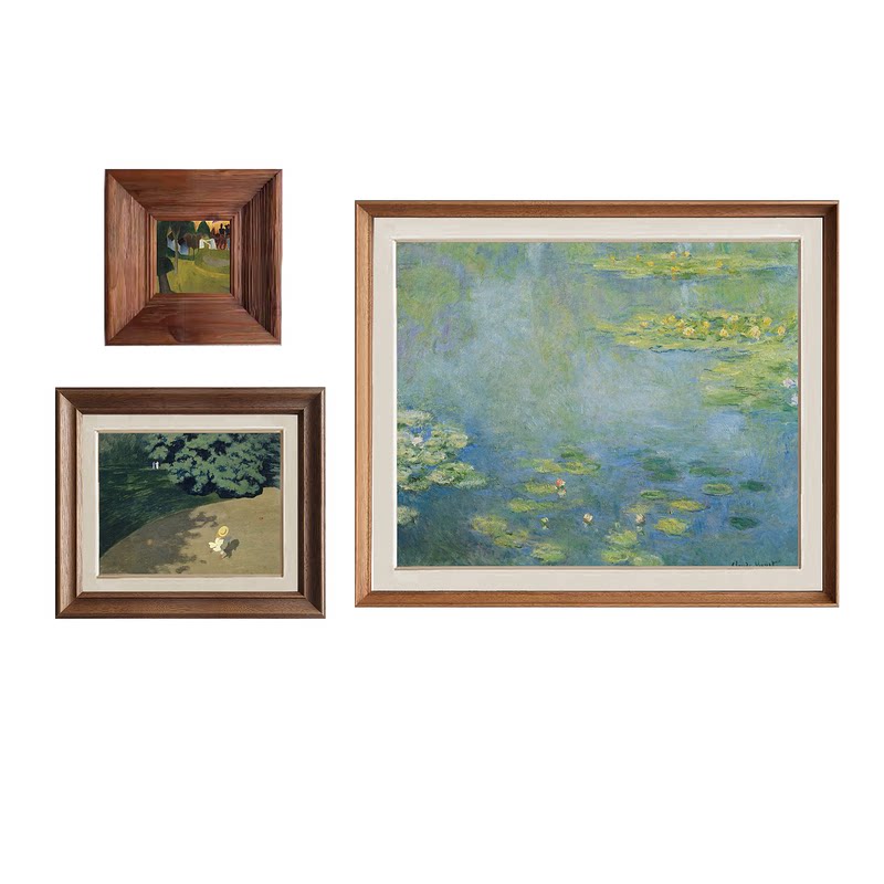 莫奈花园的清晨 中古挂画风景法式复古客厅餐厅儿童房卧室装饰画