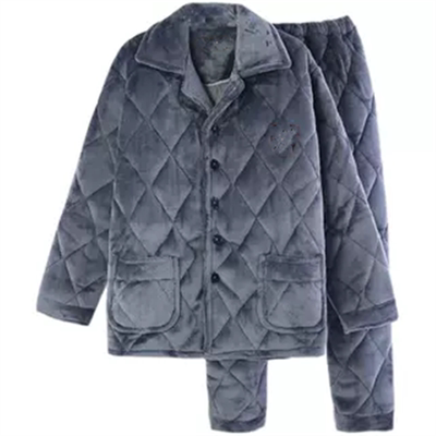 冬季睡衣男加厚法兰绒棉袄家居服