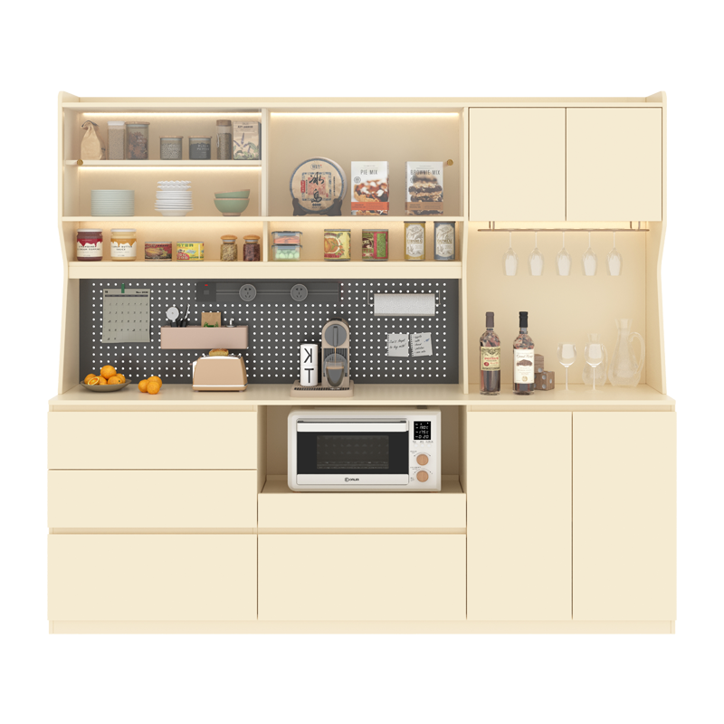 国补ENF级实木餐边柜靠墙一体客厅家用带洞洞板咖啡茶水储物橱柜