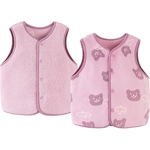 迷你巴拉巴拉男童女童毛绒背心冬季新加厚双面保暖舒适潮马甲宝宝
