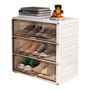 办公室桌下鞋子收纳神器工位鞋柜收纳柜宿舍小型防尘鞋架透明鞋盒