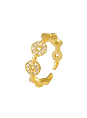 玄学旺财铜钱开口食指戒女款