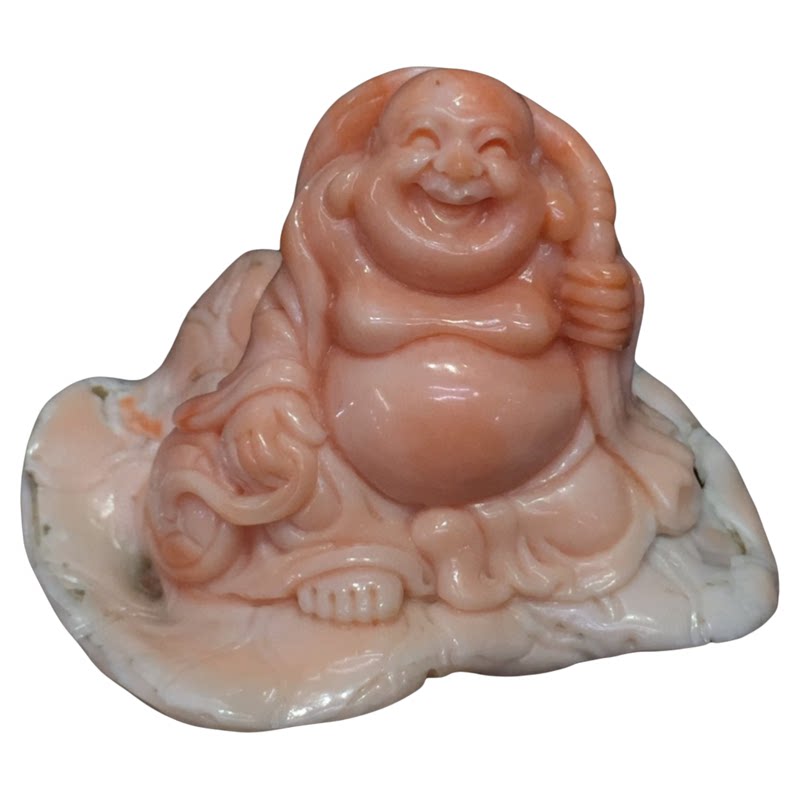 ENIMOL台湾天然粉珊瑚佛公摆件