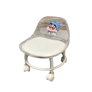 家用滑轮矮凳万向轮小凳子可爱卡通米奇客厅滑动板凳儿童靠背椅子