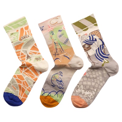 BONNE MAISON法国设计师巴黎左岸潮袜子网红彩袜炸街中筒袜两双装