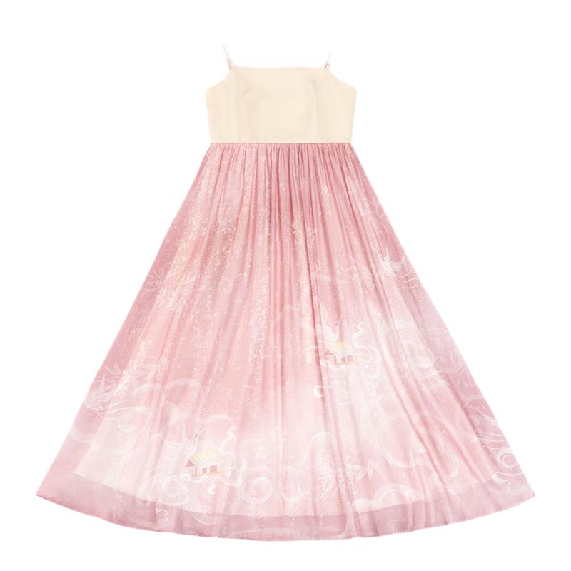 汉尚华莲原创汉服女[春时化鹤]宋制改良汉元素吊带连衣裙子套装