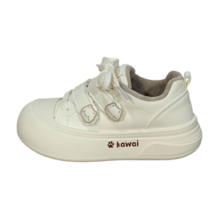 人本加绒女鞋猫咪厚底大头鞋女冬季休闲百搭保暖二棉鞋可爱小白鞋