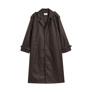 ELI【诺丁山】90s中古风英式油蜡感防水长款风衣复古廓形质感外套