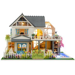美代diy小屋星语花漾手工拼装别墅模型场景积木玩具房生日礼物女
