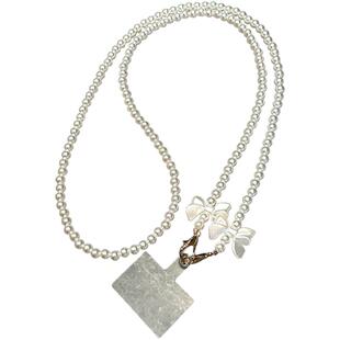 ins风简约时尚轻奢小香风珍珠链子时尚高端女旅游包包套壳结实手机挂绳长款可斜挎背带夹片挂链挂脖旅游防丢