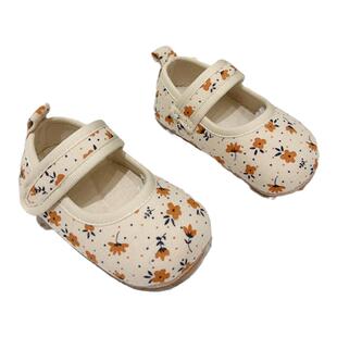 春秋婴儿鞋软胶布鞋学步3-6-9个月周岁女宝宝公主鞋秋季不掉0-1岁