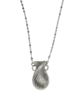 复古拉丝纹理花瓶吊坠项链