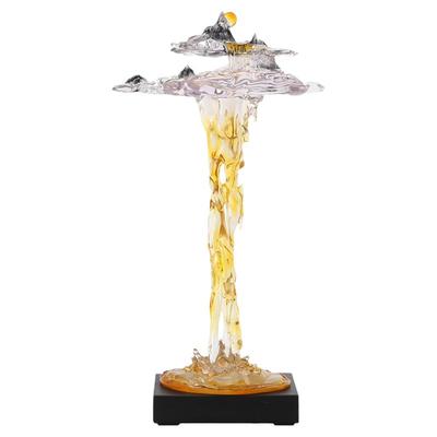 高山流水生财假山摆件进门玄关客厅沙发电视机旁落地造景艺术装饰