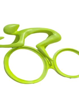 体育馆门口标识剪影跑步人像雕塑绿道互动玻璃钢夜光单车造型摆件