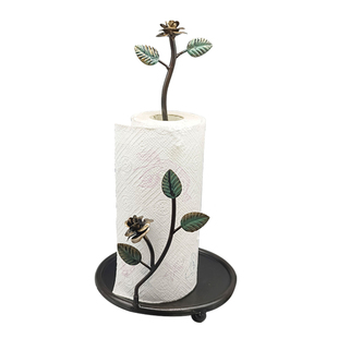 美式玫瑰花铁艺卷筒纸支架厨房桌面纸收纳架卷纸筒纸吸油懒人抹布