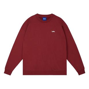 WassupHouse腊肠狗印花圆领卫衣男女美式重磅情侣装新年红色外套