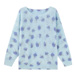 阿娇同款MISSCOCOON可可尼羊驼毛蓝色上衣女26春新款打底毛针织衫