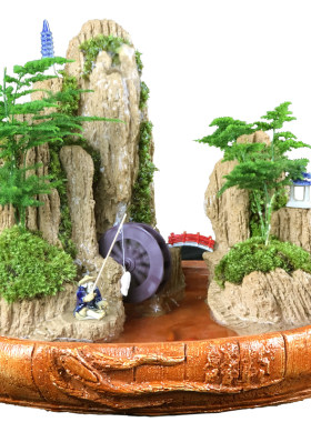 山水文竹室内植物摆件