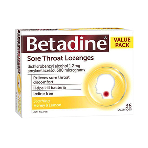 澳洲进口Betadine必妥碘咽炎润喉糖杀菌消炎止痛柠檬蜂蜜味含片
