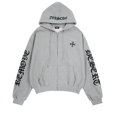 0123start美式华夫格哥特风字母连帽卫衣女秋冬加厚开衫拉链外套