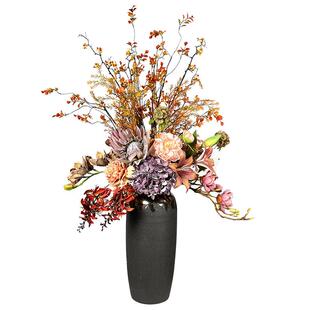 复古风落地花束仿真花老钱风高品质装饰花艺设计师款诧寂风高档花