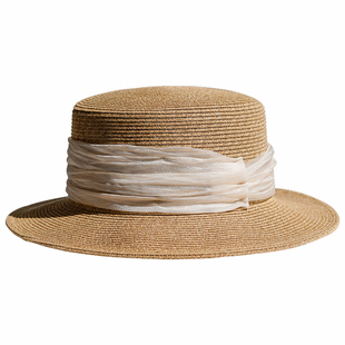 疯帽子 时尚法式平顶遮阳草帽女 海边度假太阳帽礼帽春夏 大头围