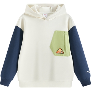 安踏儿童卫衣男童针织连帽套头衫2025秋冬款舒适亲肤商场同款卫衣