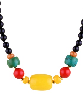 民饰族人玛瑙圆珠链女项链