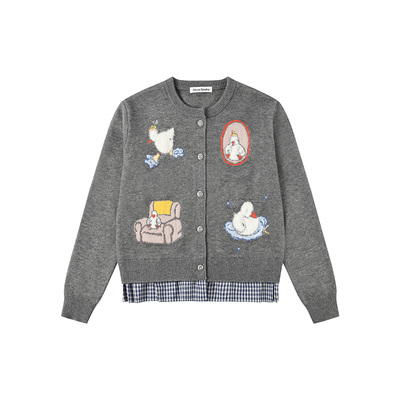 BUBBLEDUCKY啵啵鸭格纹针织开衫