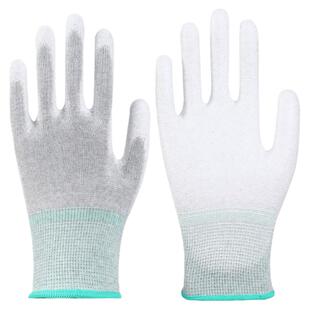 碳纤维PU涂指涂掌手套劳保耐磨防滑透气浸胶防静电电子厂专用手套