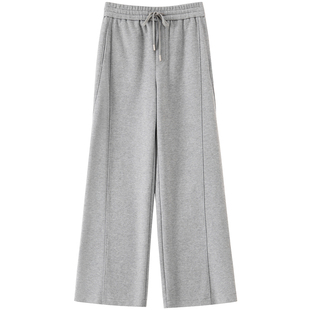 【张艺凡同款】BANANA BABY2025年冬新款绵羊毛高腰抽绳休闲裤女