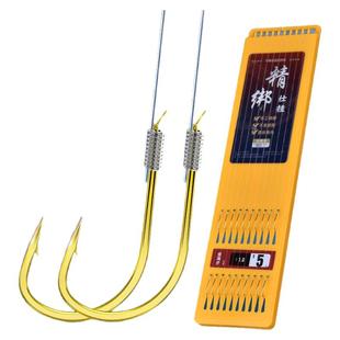 金海夕短子线双钩成品套装有倒刺防缠绕野钓鲫鱼勾子鱼钩正品绑好