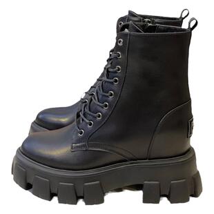 2025万增百丽11cm内增高马丁靴牛皮英伦高跟瘦腿女短靴YF866TGM