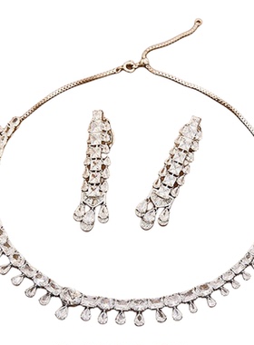 小众复古绿水滴流苏可调锁骨链